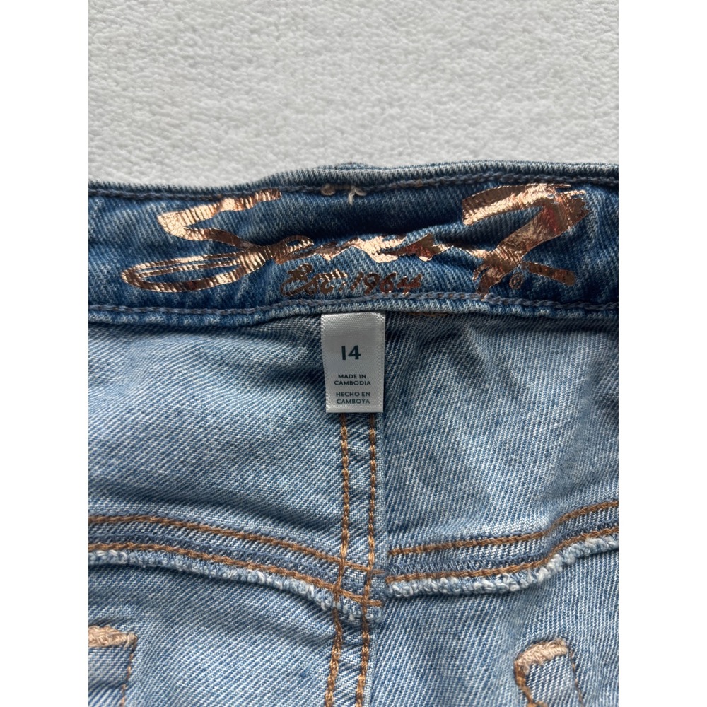Seven7 Fashion Jean Womens 14 Blue Affirmation High Rise Distressed Straight Leg - Picture 3 of 11